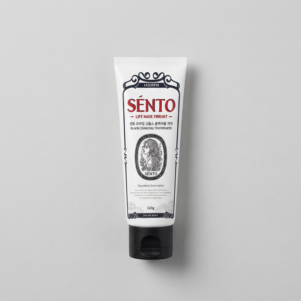 센토 프라임 고불소 블랙차콜 치약, 스피아민트향, 120g, 8개