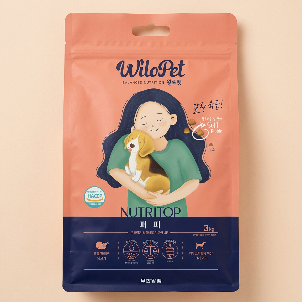유한양행 윌로펫 뉴트리탑 퍼피 말랑육즙 소프트사료, 강아지, 닭, 3kg, 1개