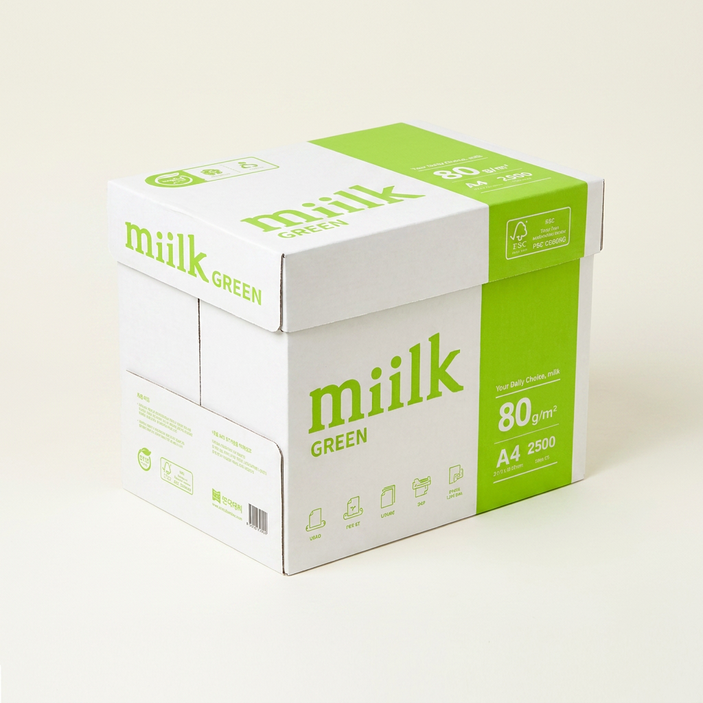 한국제지 밀크 그린 친환경 복사용지 A4, 80g, 2500매