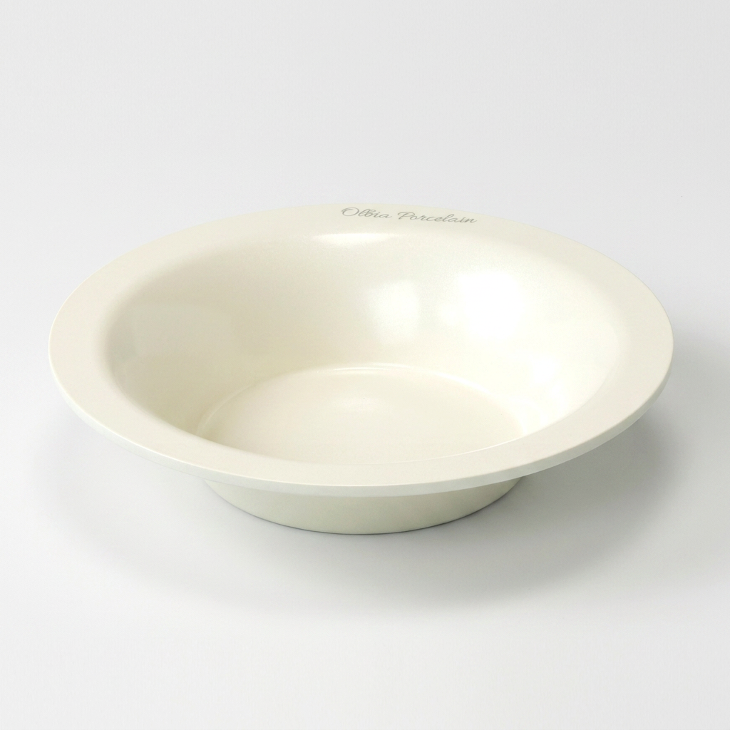 올비아 포세린 세라믹 플레이트팬, 포세린 원형 높은 팬, 30cm, 아이보리, 1개