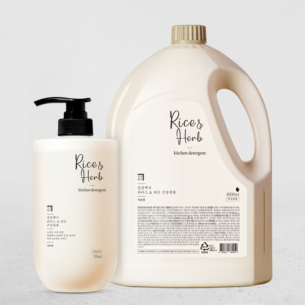 살림백서 라이스 앤 허브 주방세제, 스위트허브향, 4L, 1개 + 리필, 750ml, 1개