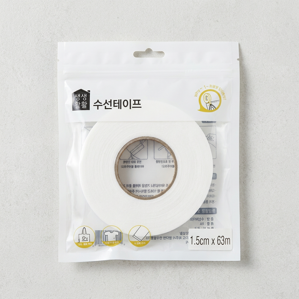 생활 수선테이프 소, 1.5cm x 63cm, 바지단줄이기, 의류 패치