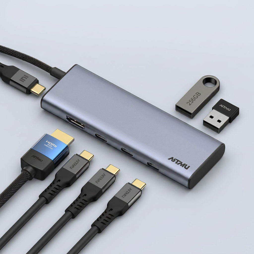 USB C타입 7in1 4K 60Hz Gen2 10Gbps 멀티 허브 MH340, 메탈그레이, 1개