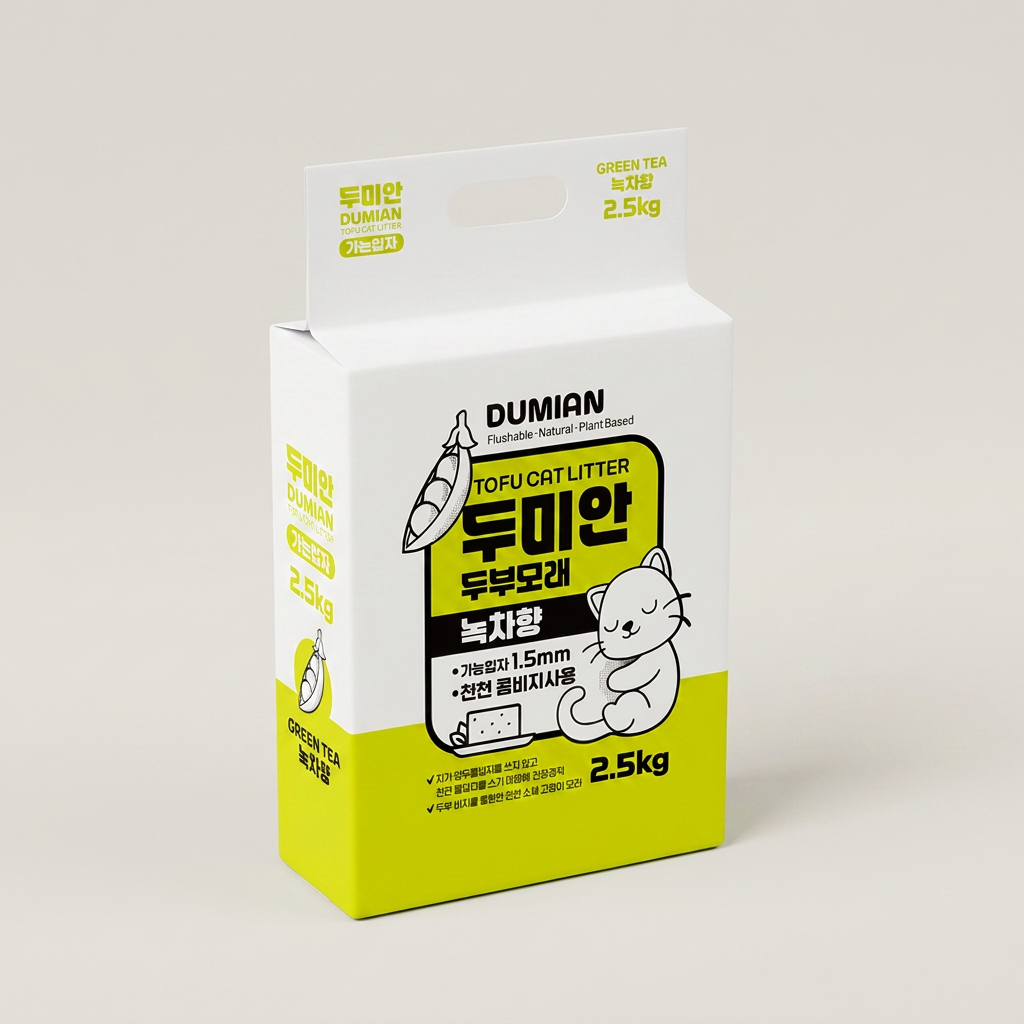 두미안 두부모래 가는입자, 녹차, 2.5kg, 6개
