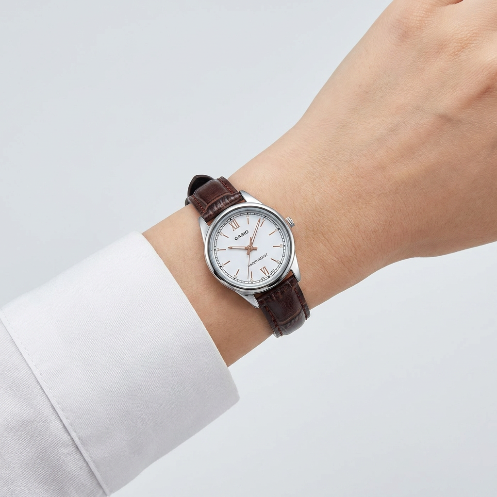 CASIO 카시오 LTP-V005L-7B3 여성시계 가죽 손목시계, LTP-V005L-7B3