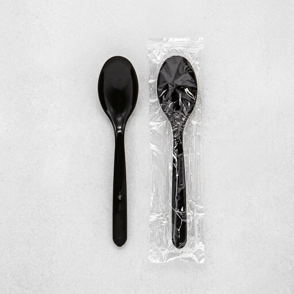 일용상회 고강도 일회용 숟가락 CI, 검정, 170mm, 100개
