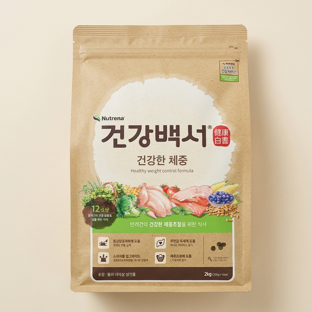 건강백서 체중 강아지 비만 강아지 저지방 사료, 체중, 2kg
