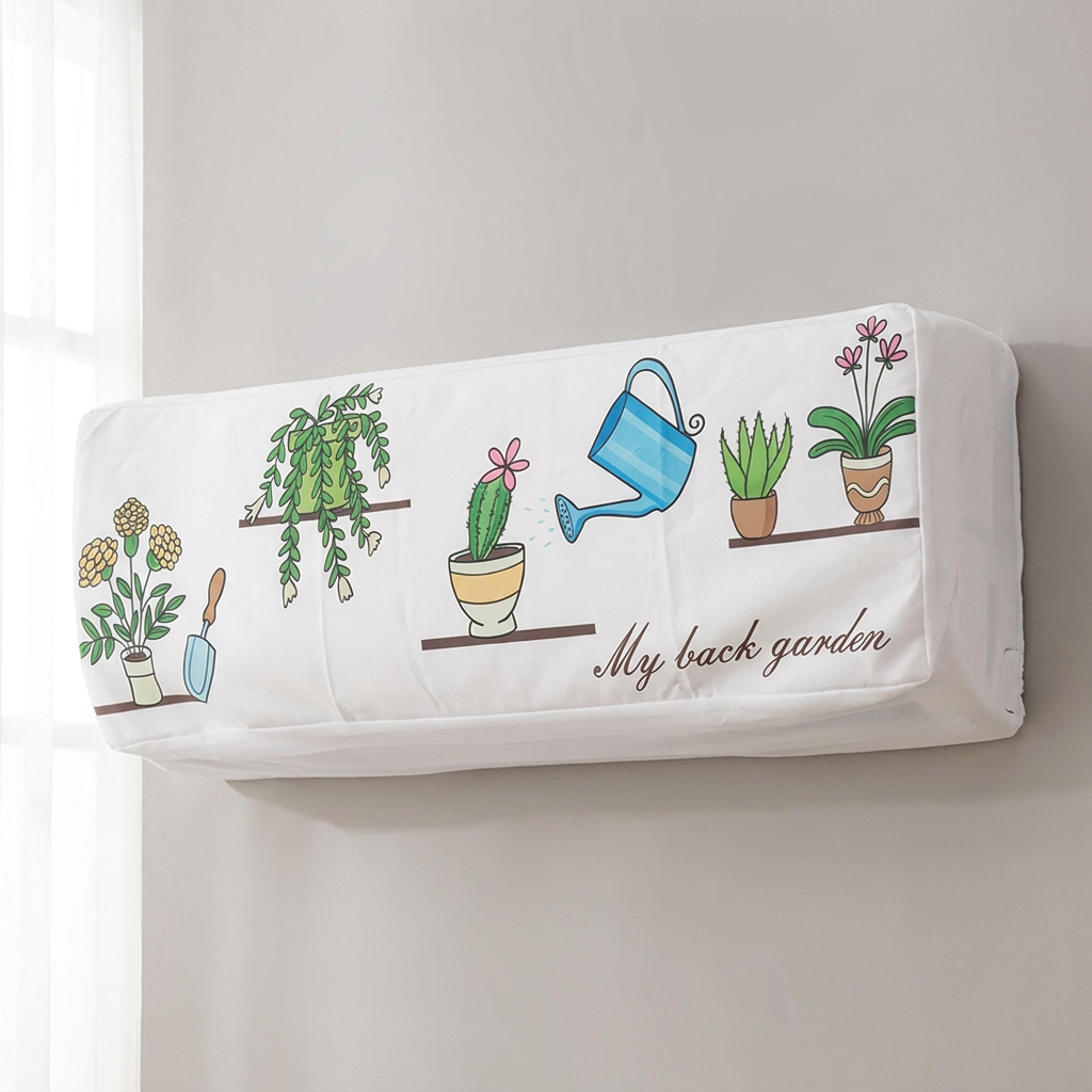 리예코퍼레이션 3중직 에어컨 커버, 가든, 벽걸이형, 사각, 81x27x19cm