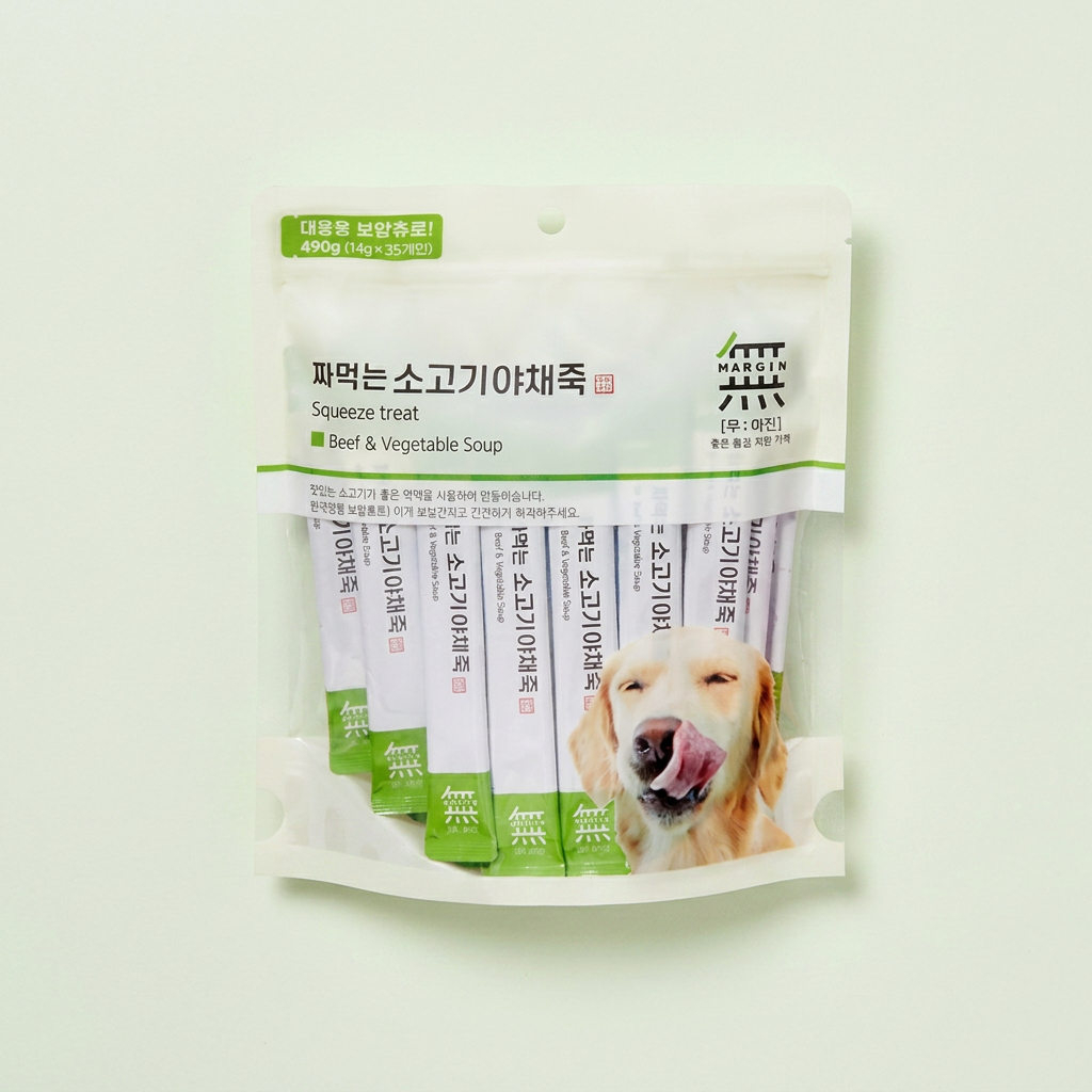 무마진 짜먹는 강아지죽, 소고기&야채죽, 490g, 1개