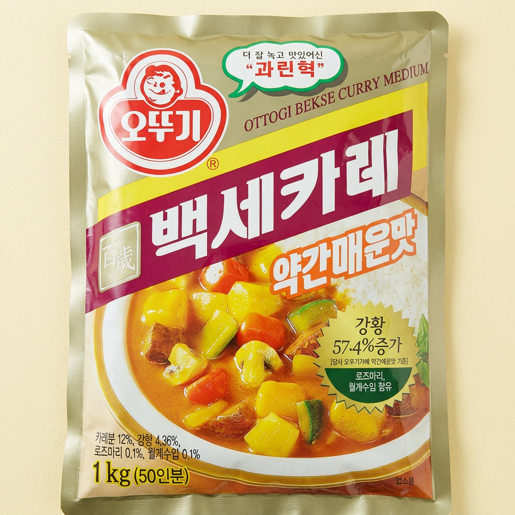 오뚜기 백세 오뚜기 식자재 약간 매운맛 카레, 1kg, 1개