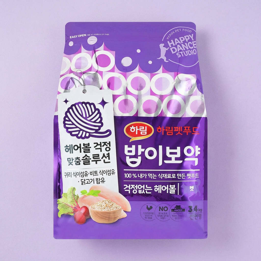 하림펫푸드 밥이보약 고양이 사료, 헤어볼, 3.4kg, 1개