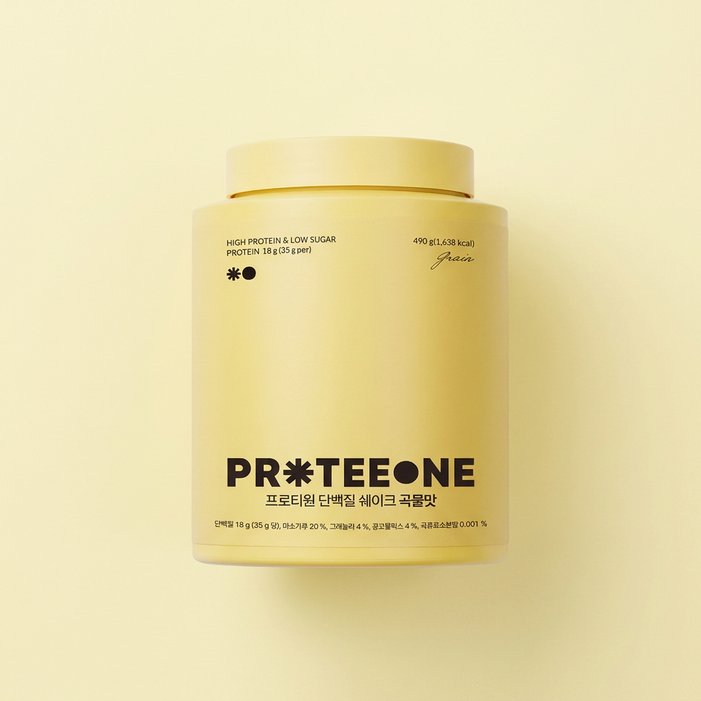 PR*TEEONE 단백질 쉐이크 곡물맛 1통 + 밀크티맛 1통, 490g, 2통