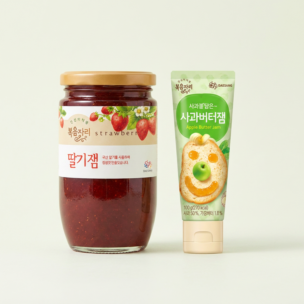 복음자리 딸기잼, 500g, 2개 + 짜먹는 사과버터잼, 100g, 1개