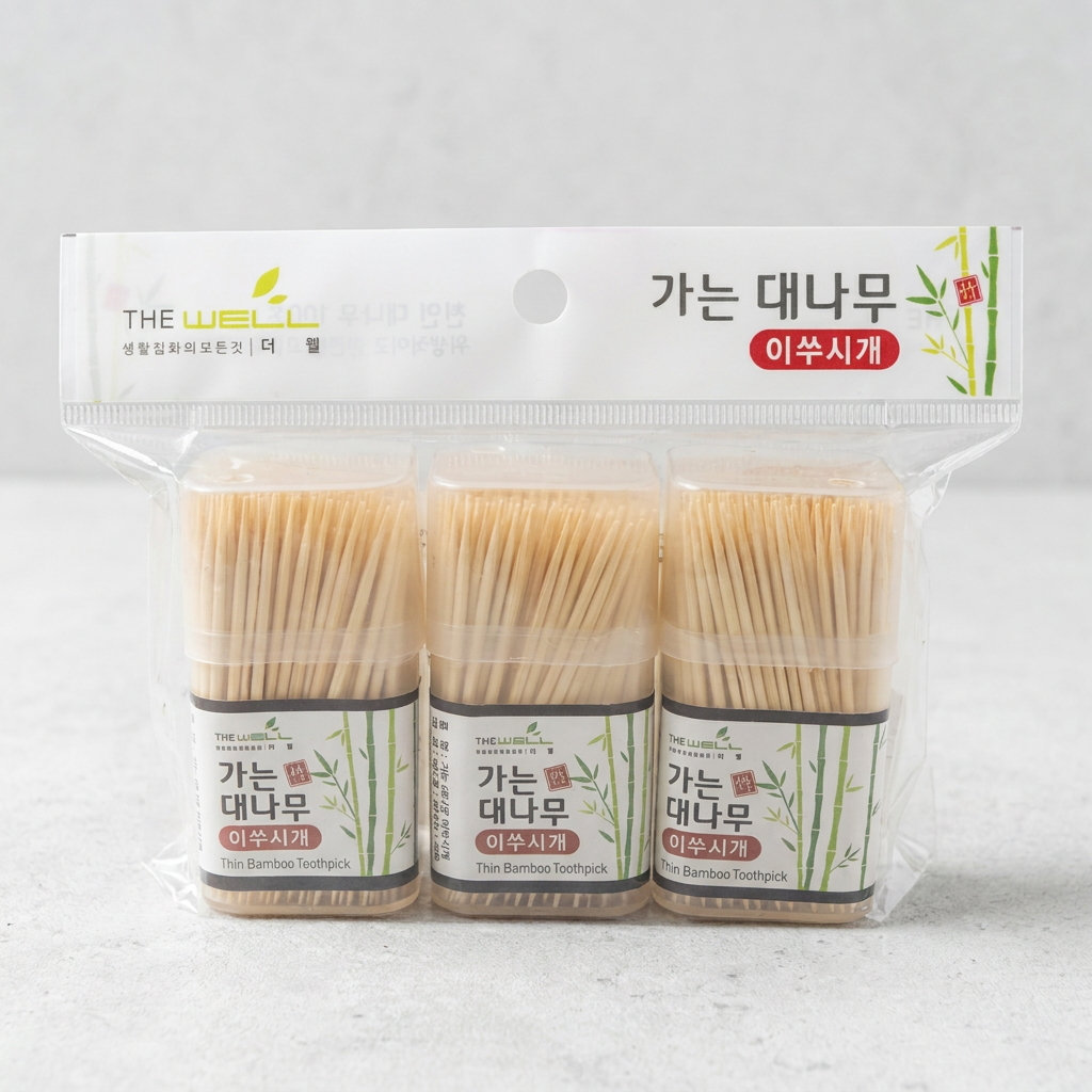 요지 더웰 가는 대나무 이쑤시개 세트, 3개