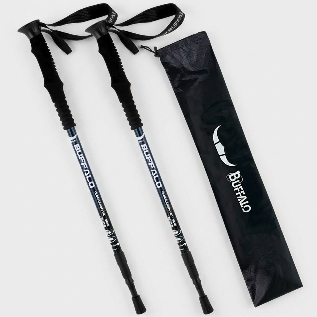 버팔로 센텀 3단 등산스틱, 네이비, 60cm-135cm, 케이스 포함, 2개1세트