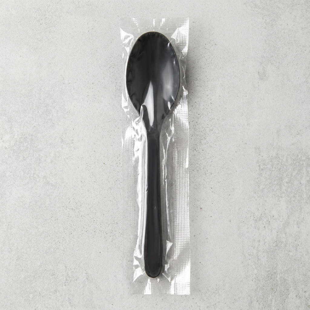 CI 일회용 숟가락, 완전 개별포장, 검정, 17cm, 1500개