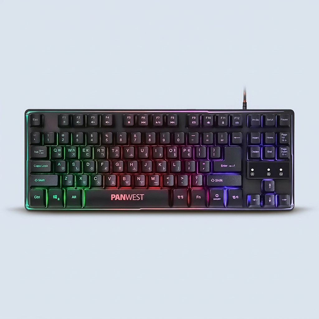 PANWEST GK45 TKL 멤브레인 게이밍 키보드, 블랙, 1개