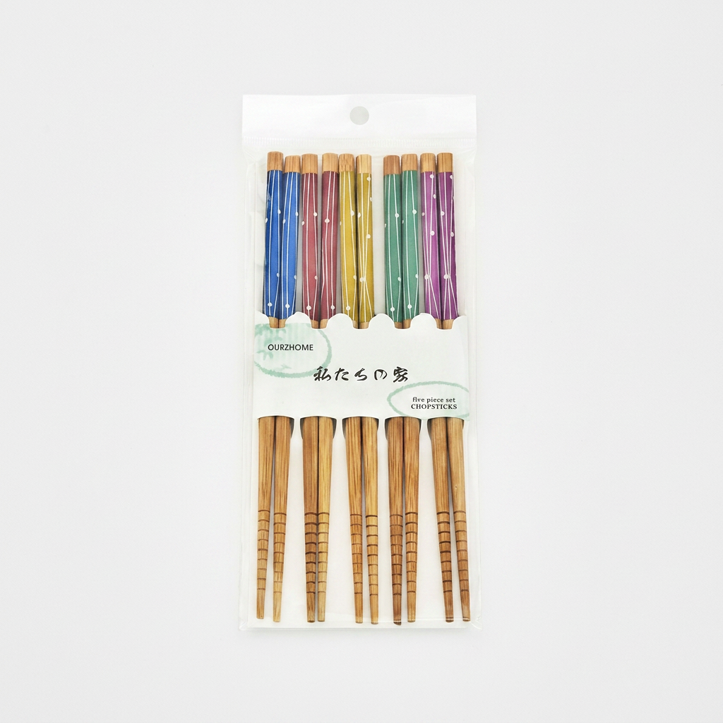 일본식 대나무 젓가락 세트, 도트, 5P, 2세트, 1개