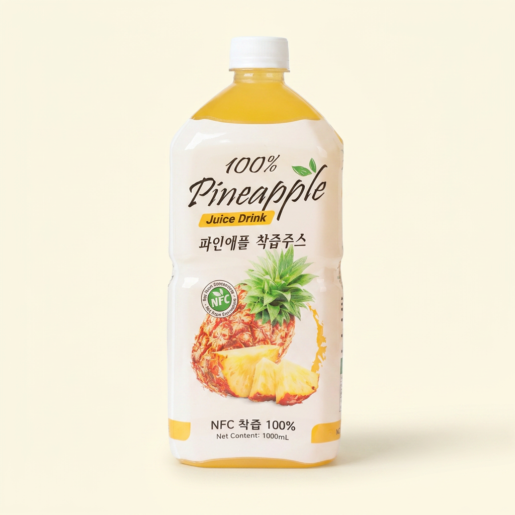 파도빛코리아 파인애플 착즙 주스 100%, 1000ml, 2개