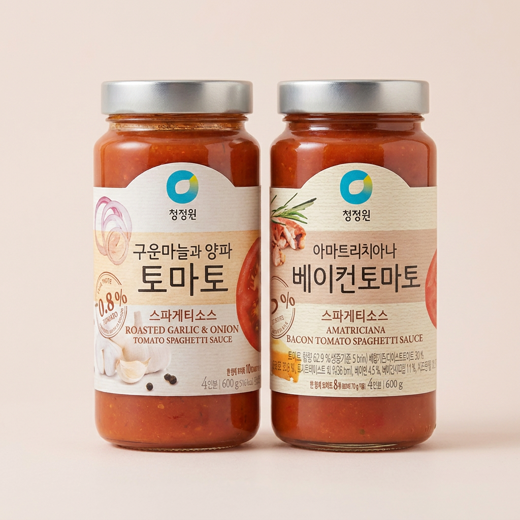 청정원 스파게티 소스 토마토, 600g, 2개 + 베이컨 토마토, 600g, 2개, 1세트