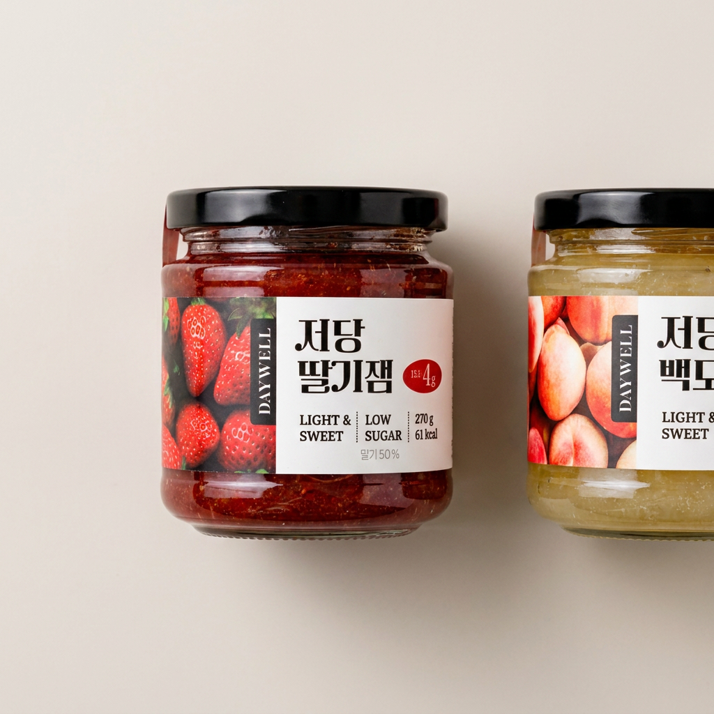 데이웰 저당잼 세트, 딸기잼, 270g, 1개 + 백도복숭아잼, 270g, 1개