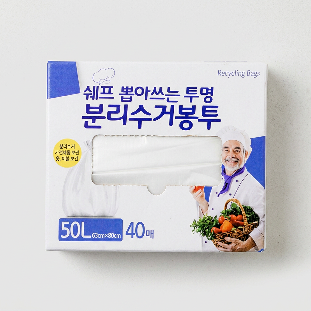 쉐프 뽑아쓰는 재활용 비닐봉투, 50L, 40매, 2개