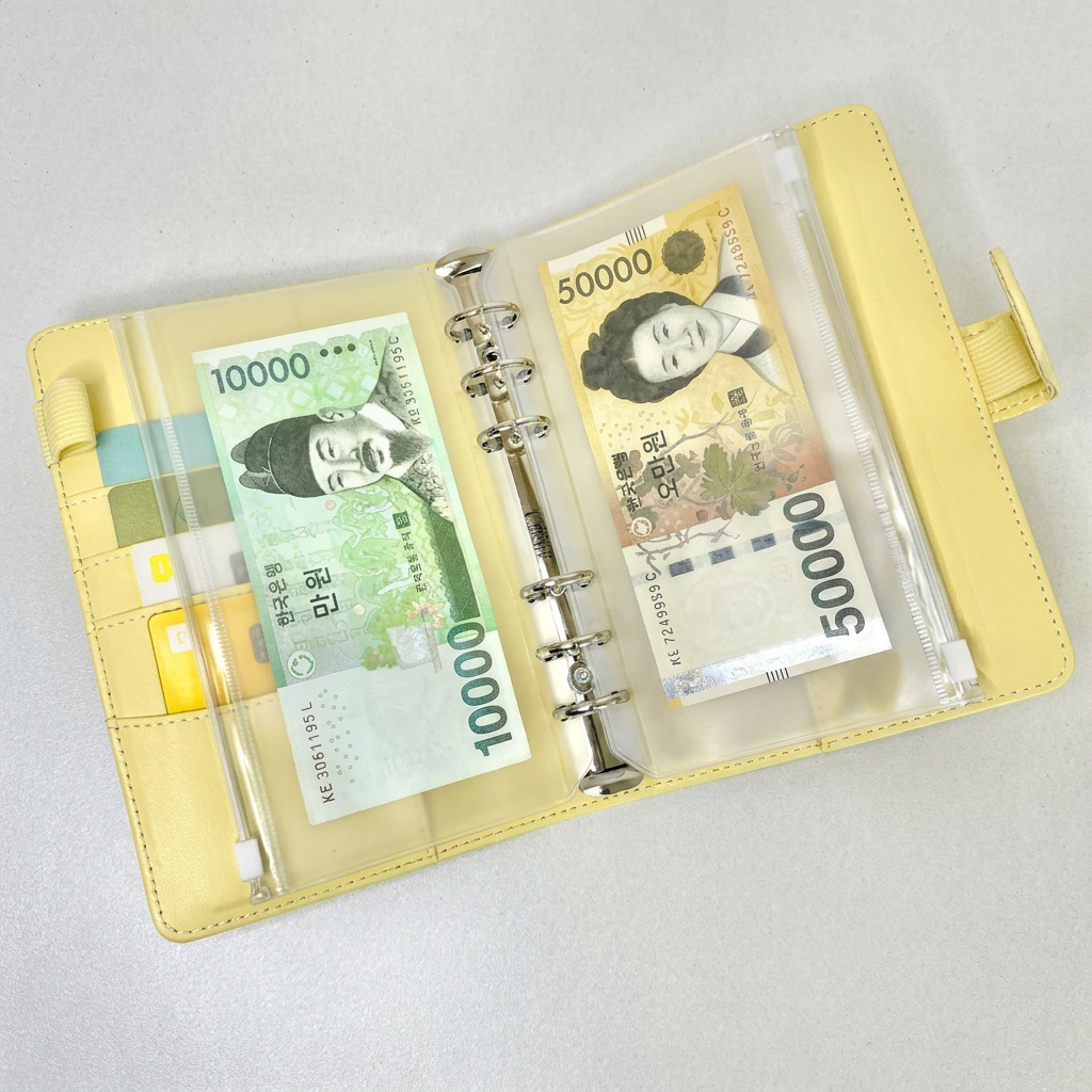 현금챌린지 다이어리 현금 생활 가계부 용돈 저축 챌린지 A6 바인더