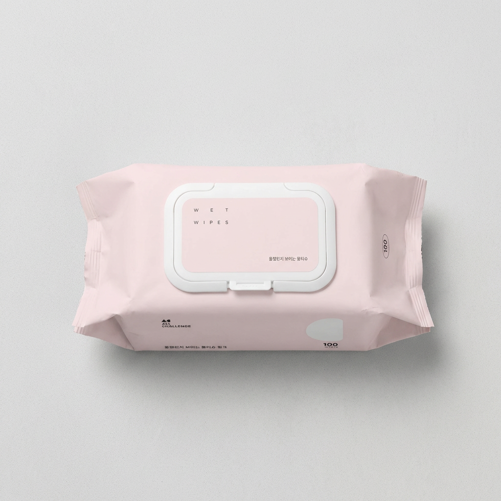 올챌린지 보이는 물티슈, 핑크, 100매, 20팩