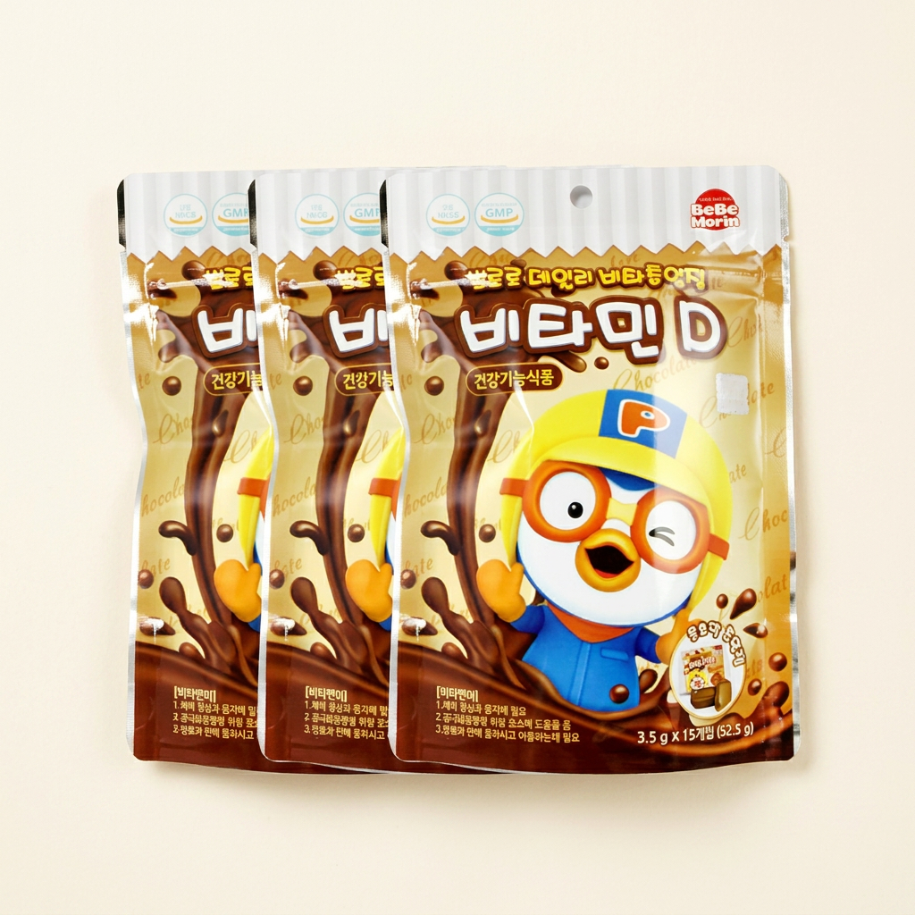 뽀로로 데일리 비타충정 비타민D 초코맛, 15정, 3개