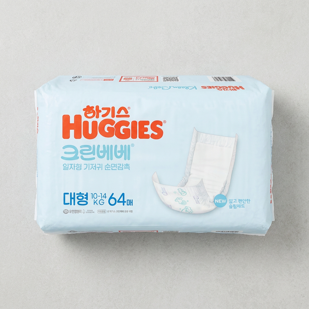 하기스 크린베베 일자형 기저귀, STEP4, 64매, 3팩