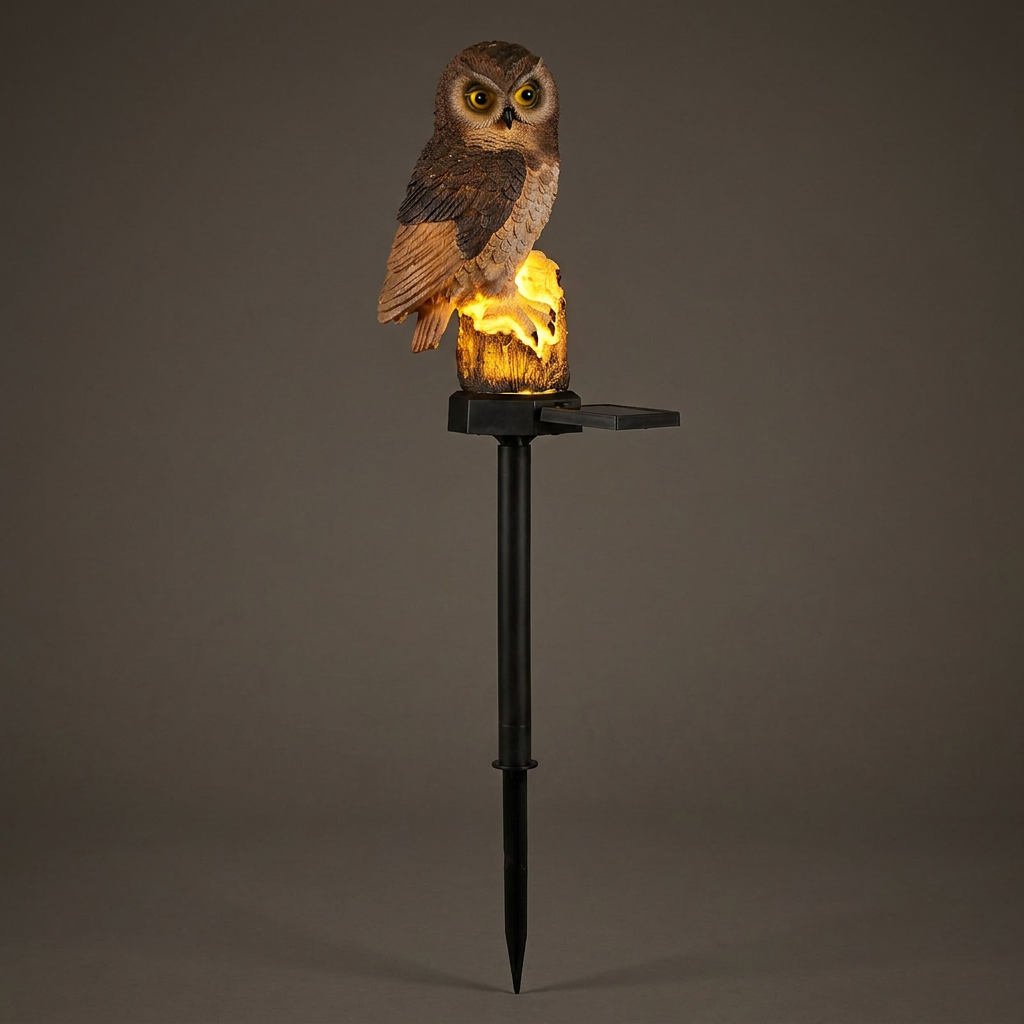 태양광 LED 조명등 부엉이, HJ4174-286, 화이트, 1개