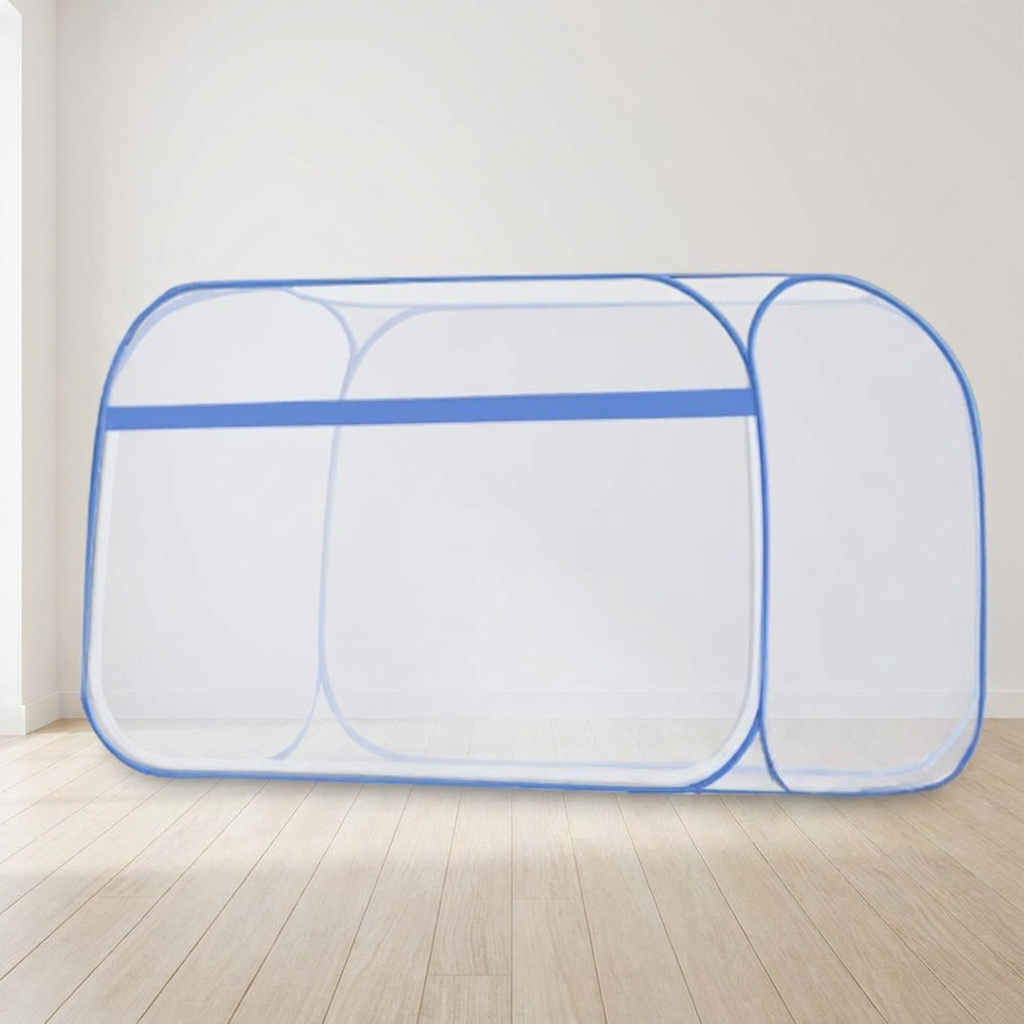 굿나잇 원터치 사각 모기장, 블루, 200x100x120cm, 1-2인용