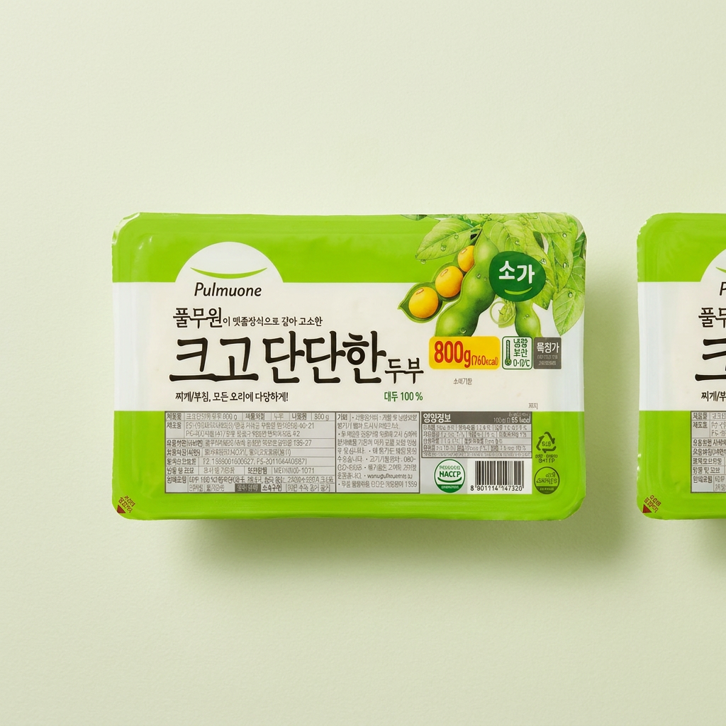 풀무원 크고단단한두부, 부침 찌개용, 대용량, 업소용, 800g, 2개