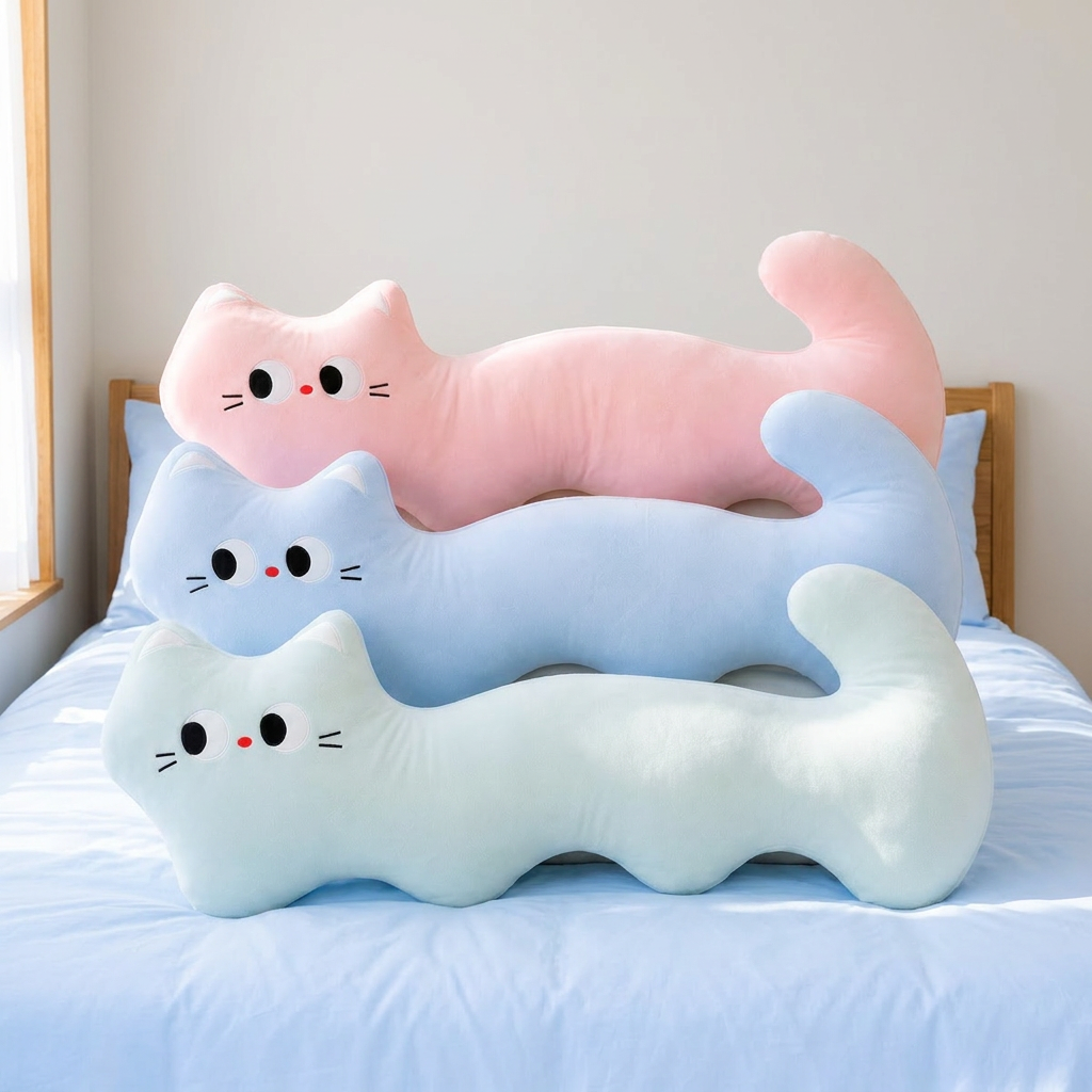 냉감 고양이 바디필로우, 블루, free