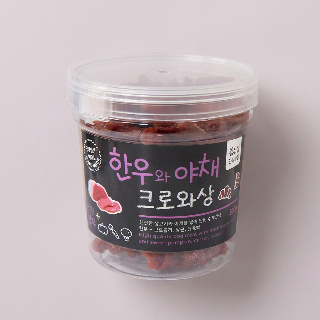 아침애 수제간식 김선생 간식타임, 한우와 야채 크로와상, 300g, 1개