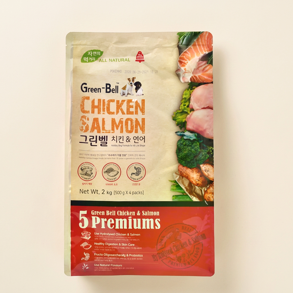 그린벨 치킨 연어 강아지 사료, 2kg, 2개