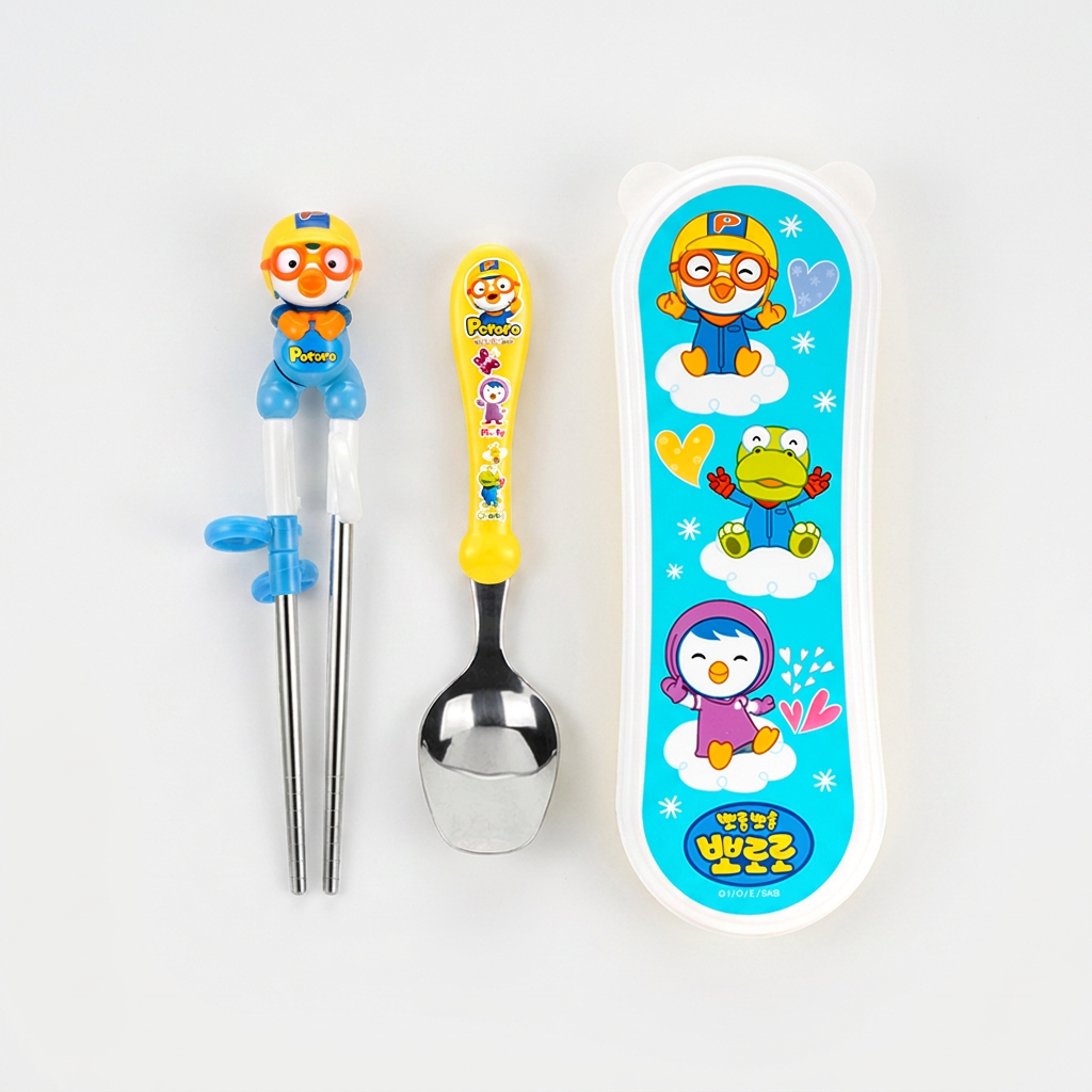 에디슨 이지스텐 수저 케이스 세트, PO8814, 뽀로로, 1세트