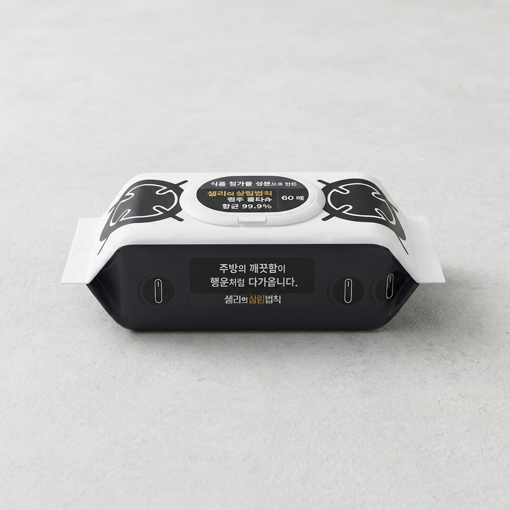 샐리의살림법칙 고평량 항균 캡형 행주물티슈, 75gsm, 60매입, 10팩