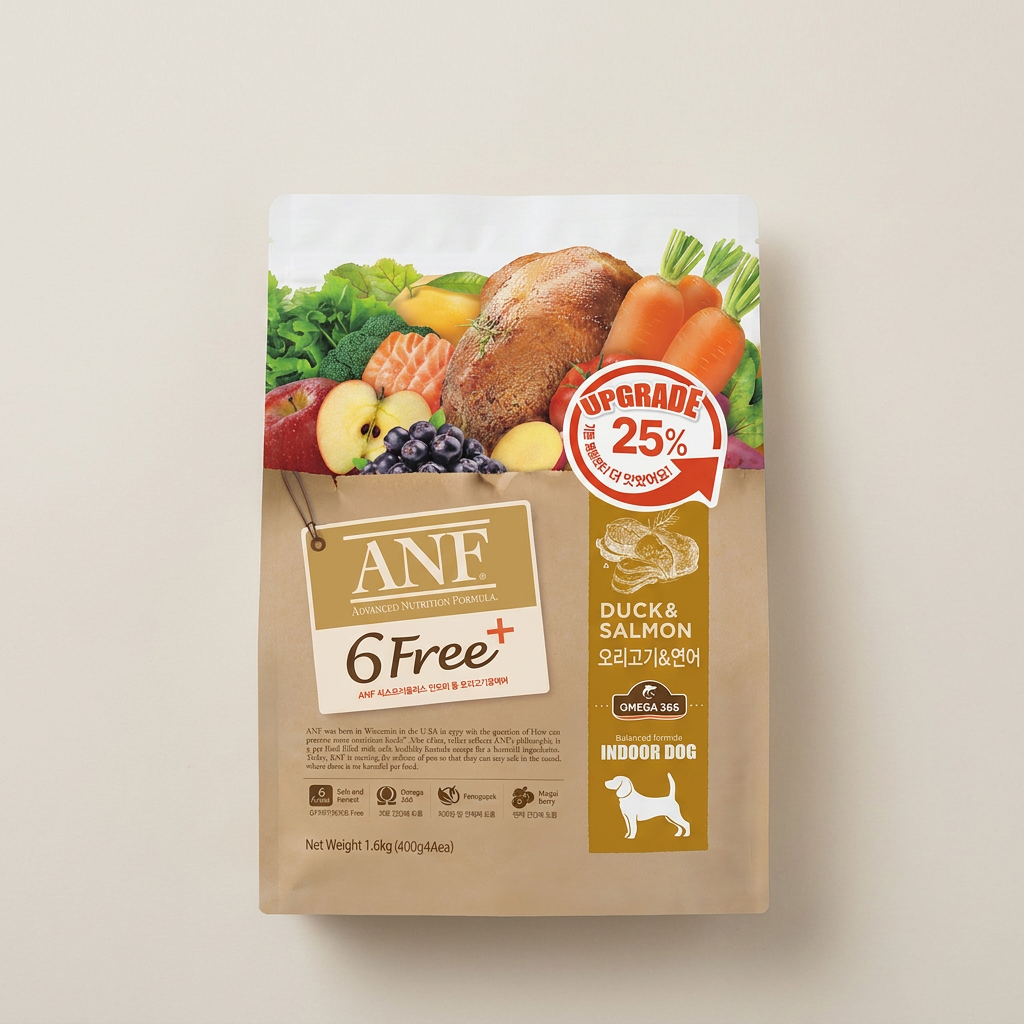 ANF 식스프리플러스 인도어 독 오리고기 연어, 400g, 4개