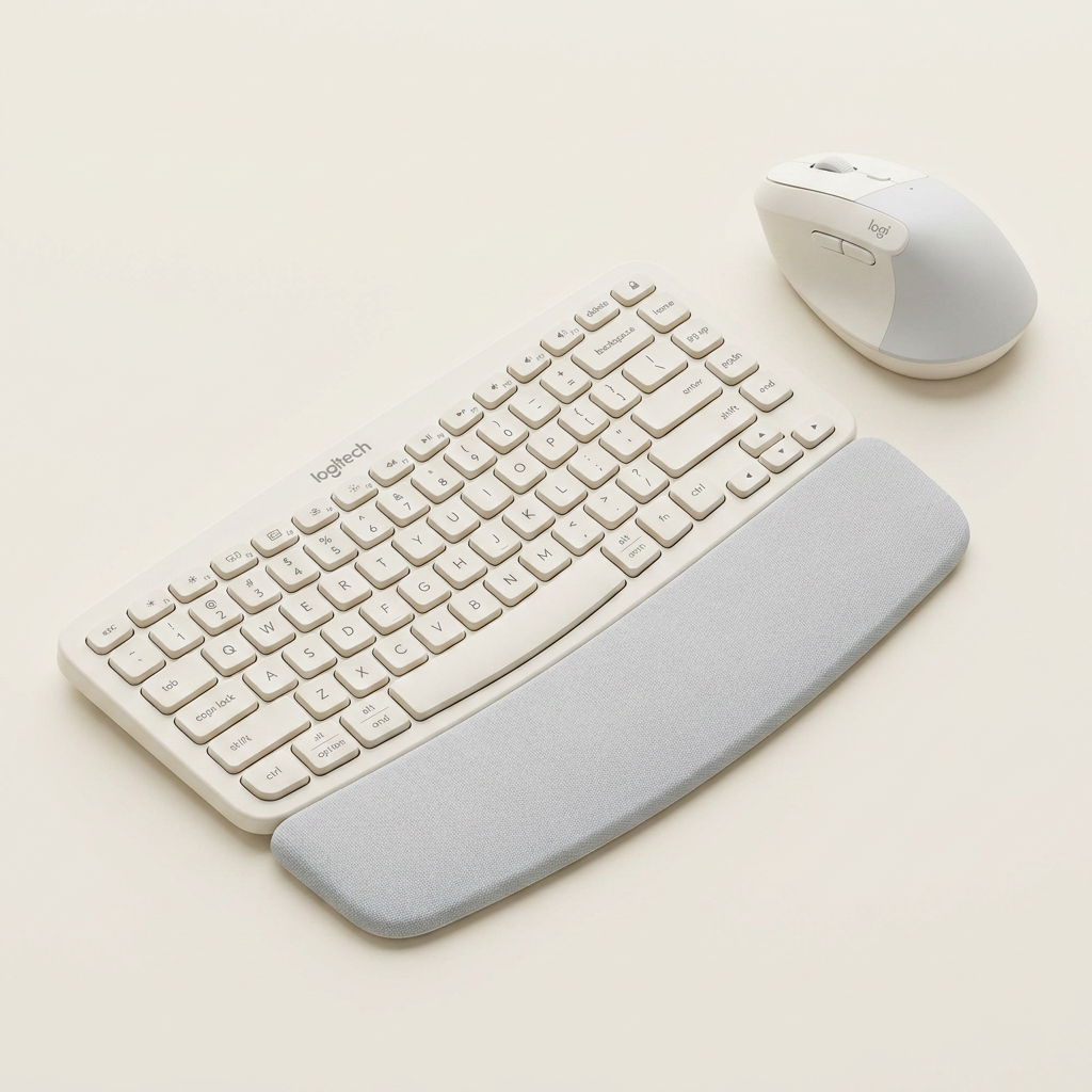 로지텍 Wave Keys & Lift Combo 무선 블루투스 저소음 인체공학 키보드 마우스 세트, 오프화이트, 1개