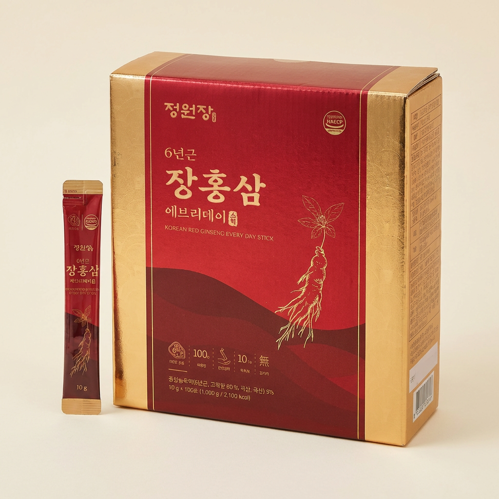 6년근 장홍삼 에브리데이 스틱, 선물형, 10g, 100포, 1박스
