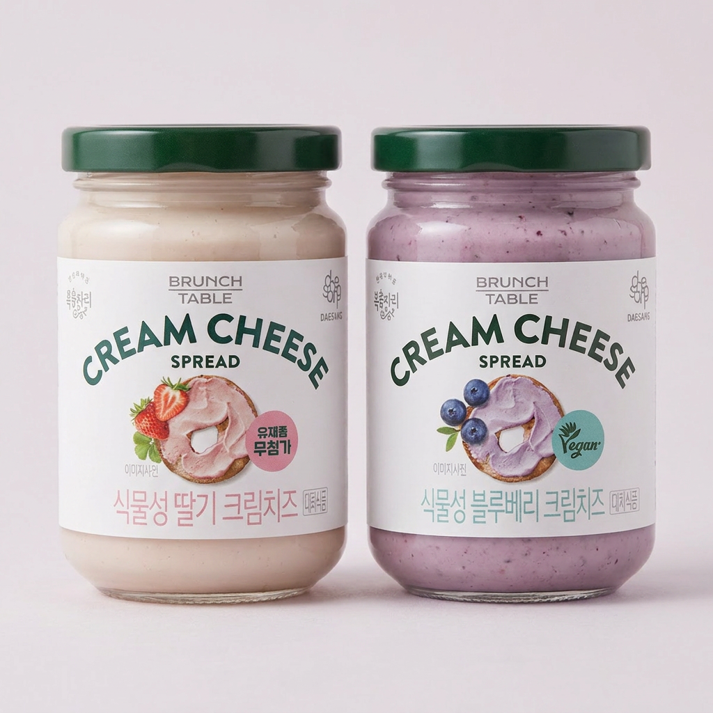 복음자리 식물성 크림치즈, 딸기 190g 1개 + 블루베리크 190g 1개, 2개