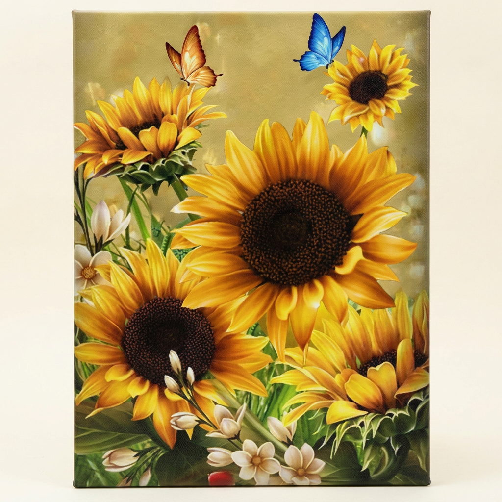 엠제이에스 명화그리기 DIY 유화 세트, 50x40cm, 금빛해바라기와 나비, 1세트