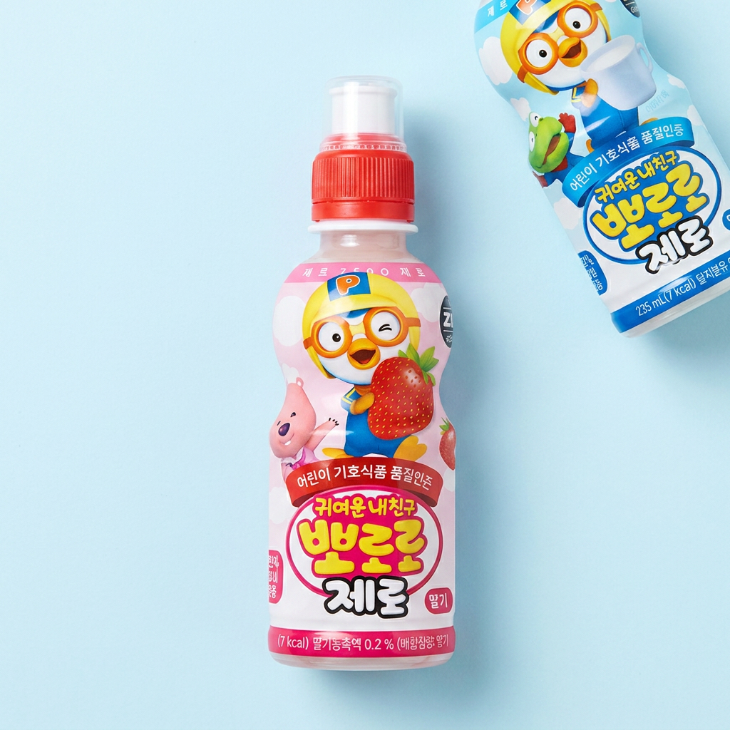 팔도 뽀로로 제로, 235ml, 밀크맛 12개 + 딸기맛 12개, 24개