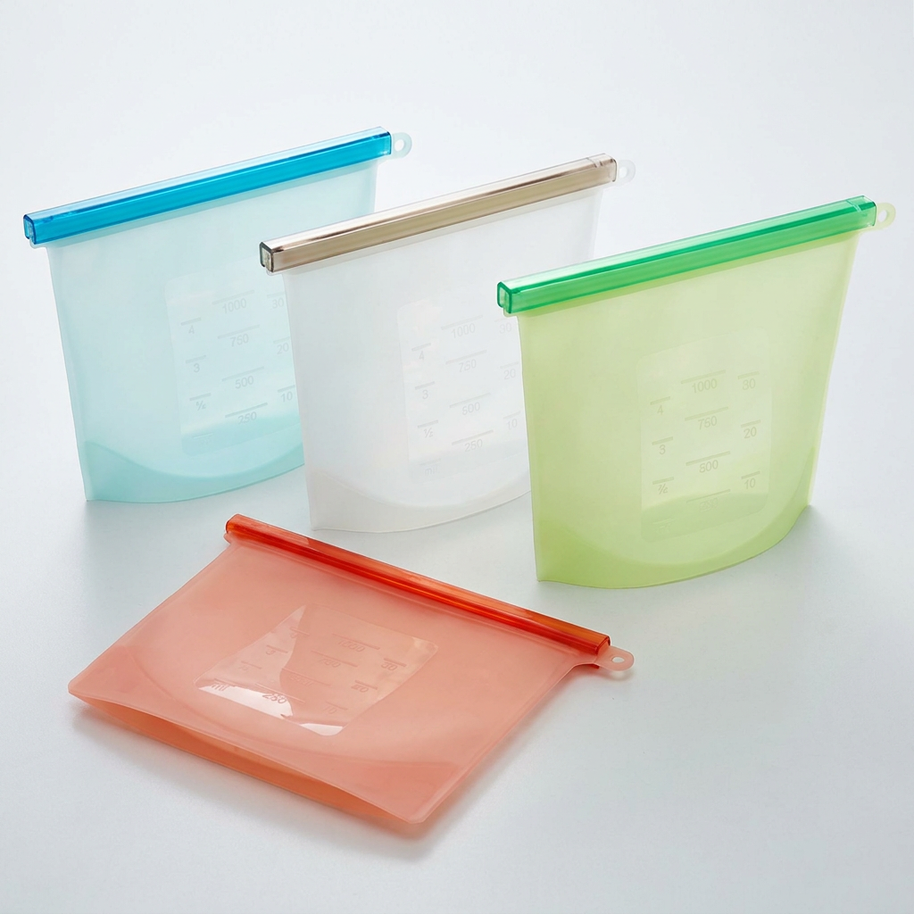 실리콘 지퍼백 3종세트, 화이트, 500ml + 1000ml + 1500ml, 1세트