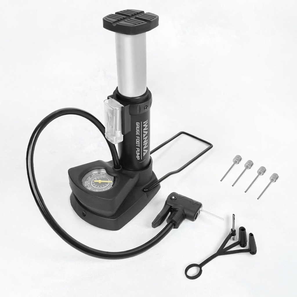 아이워너 풋 에어펌프 GP-150F, 블랙, FREE, 3in1 노즐, 게이지, 1개
