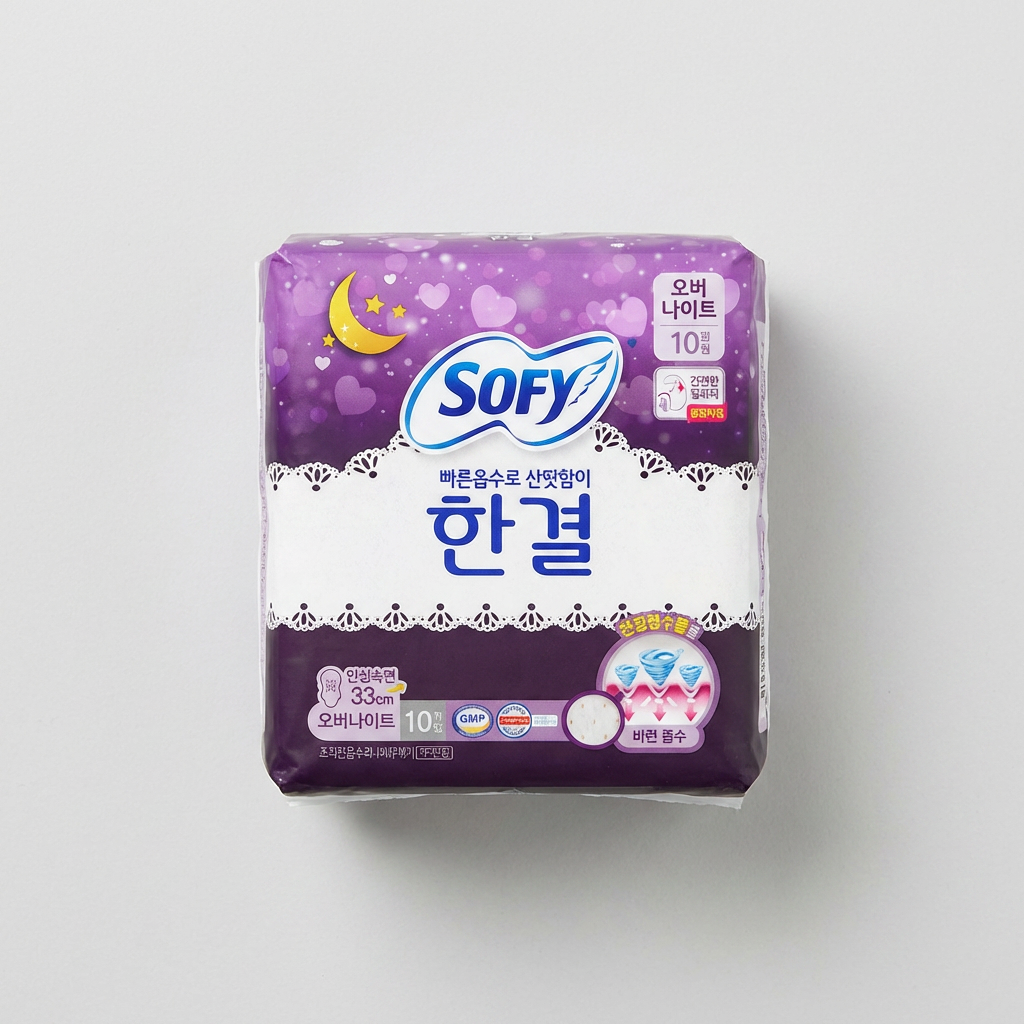 쏘피 한결 패드형 생리대, 오버나이트, 10개입, 6팩