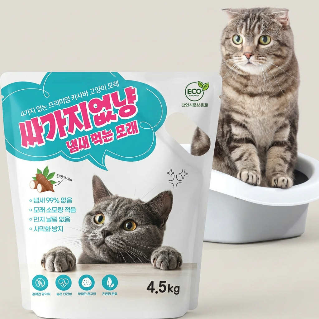 싸가지모래 카사바모래 고양이모래, 무향, 4.5kg, 1개