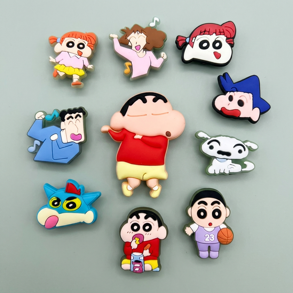 Woola Woola 짱구 패밀리 지비츠 호환 세트, 레드, 10P, 10개