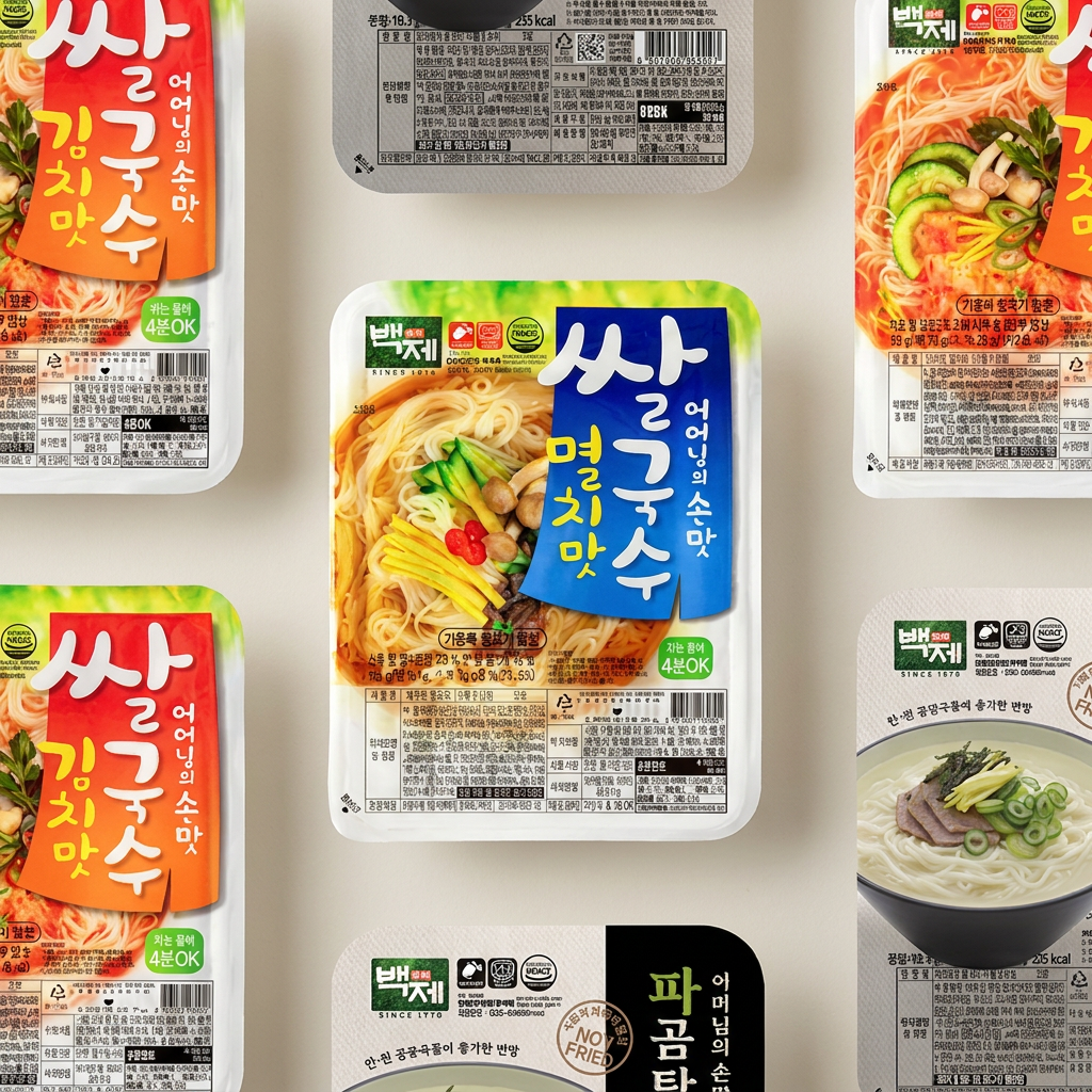 백제 멸치맛 쌀국수 3개 + 김치맛 쌀국수 3개 + 파곰탕면 3개, 92g, 1세트